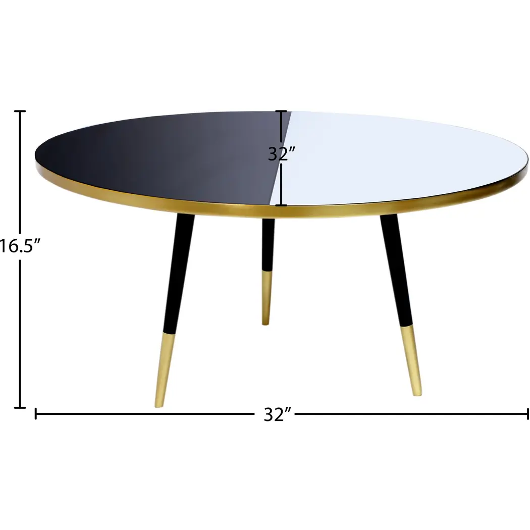 Reflection 32 Round Mirrored Coffee Table, Black/Gold by Meridian