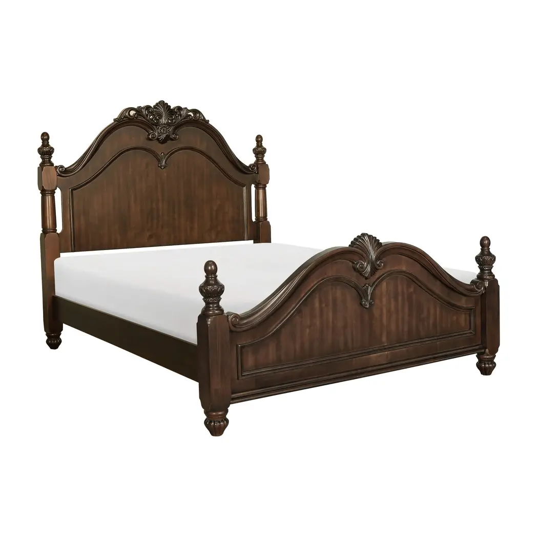 Mont Belvieu Wood/Wood Veneer Bed, King Size, Dark Cherry by