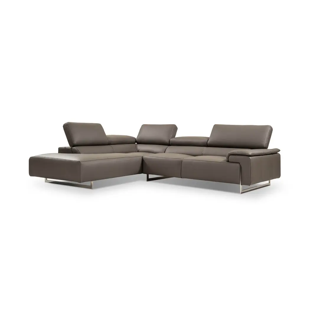 I794 Premium Leather Left Hand Facing Sectional, Grey by J&M Furniture