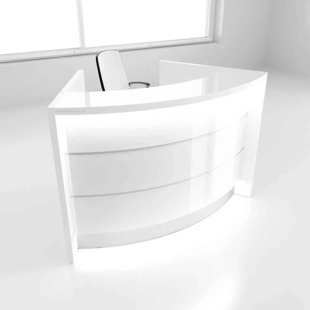 VALDE 65 5/8'' Curved Reception Desk, White by MDD Office Furniture