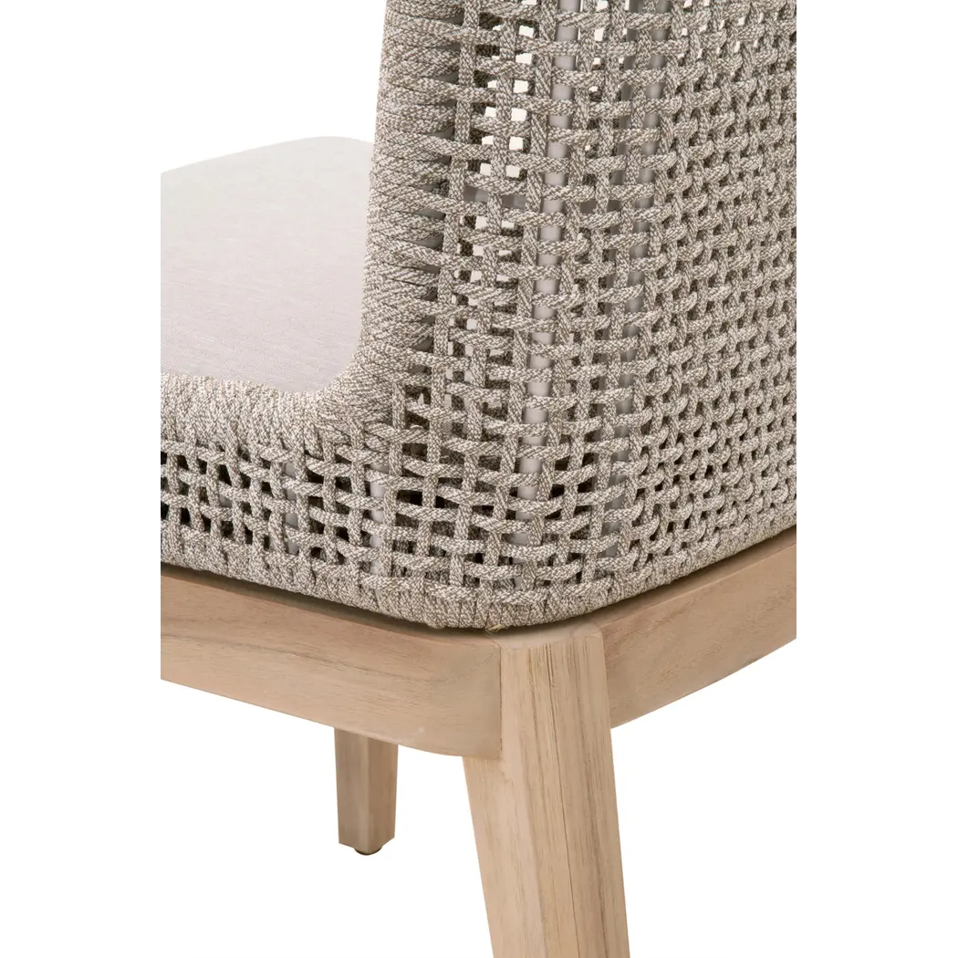 Mesh Outdoor Dining Chair, Taupe, White & Gray Teak by Essentials For