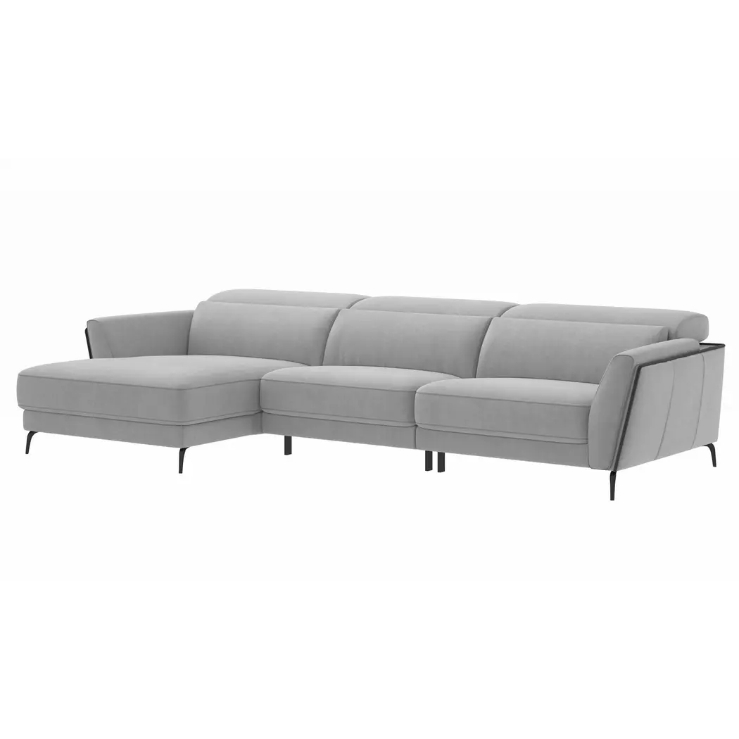 Valencia Fabric LShaped Reclining Sectional Sofa w/Left Chaise, Light