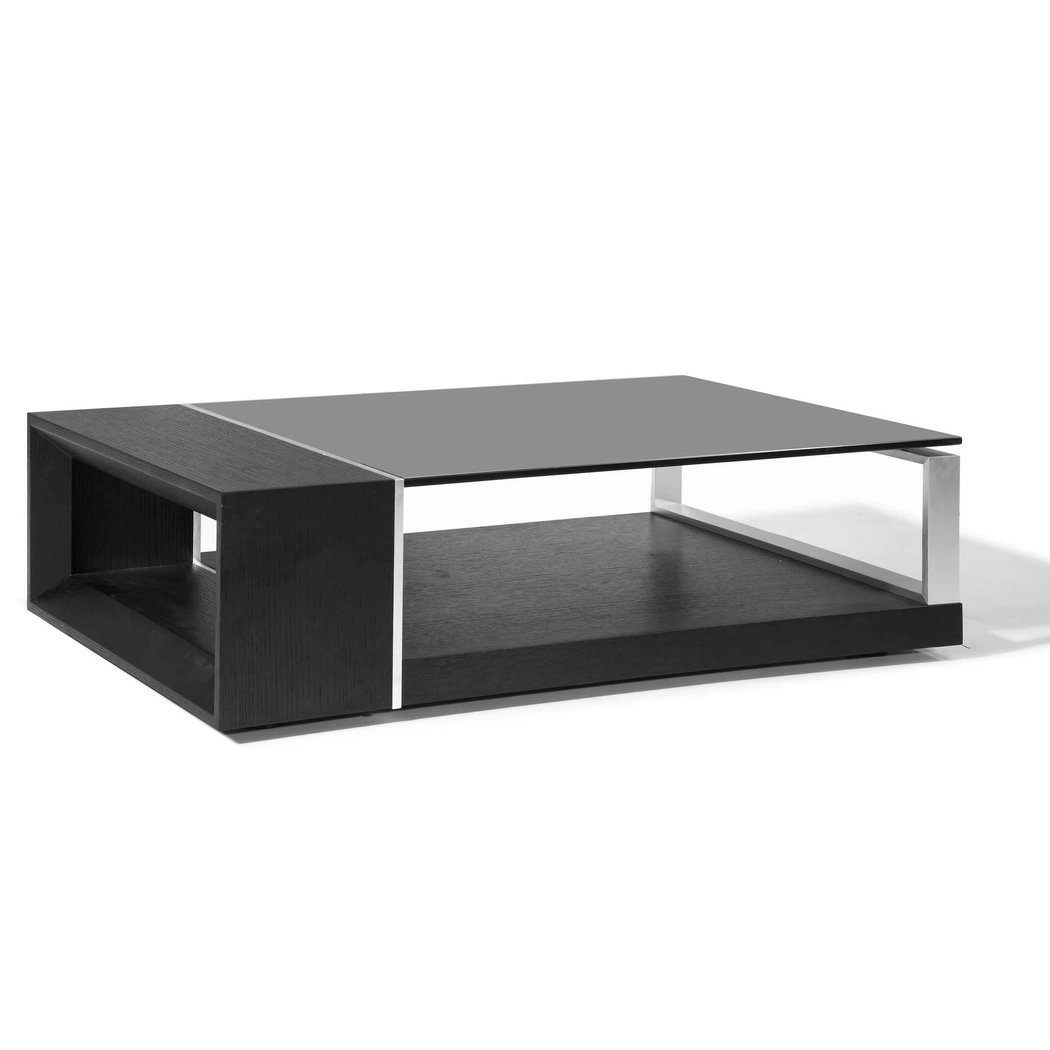 Treble Veneer Coffee Table, Black Oak by Beverly Hills Furniture