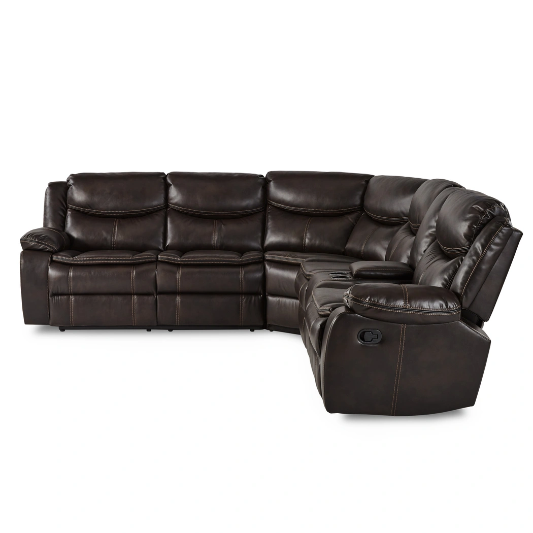 Bastrop Leather Gel Match Reclining Sectional, Brown by Homelegance