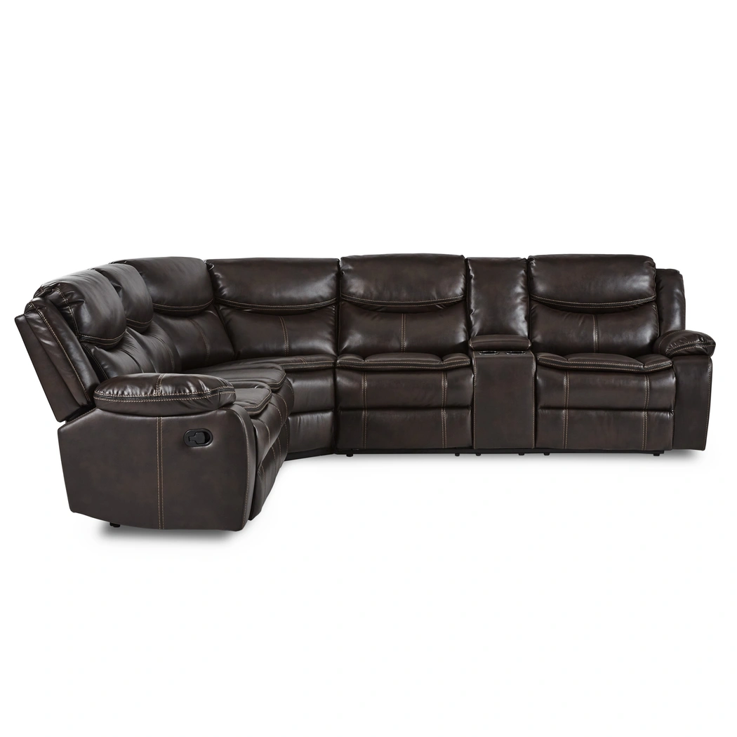 Bastrop Leather Gel Match Reclining Sectional, Brown by Homelegance