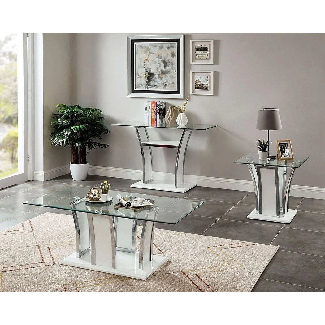 Staten Glass/Metal Coffee Table Set