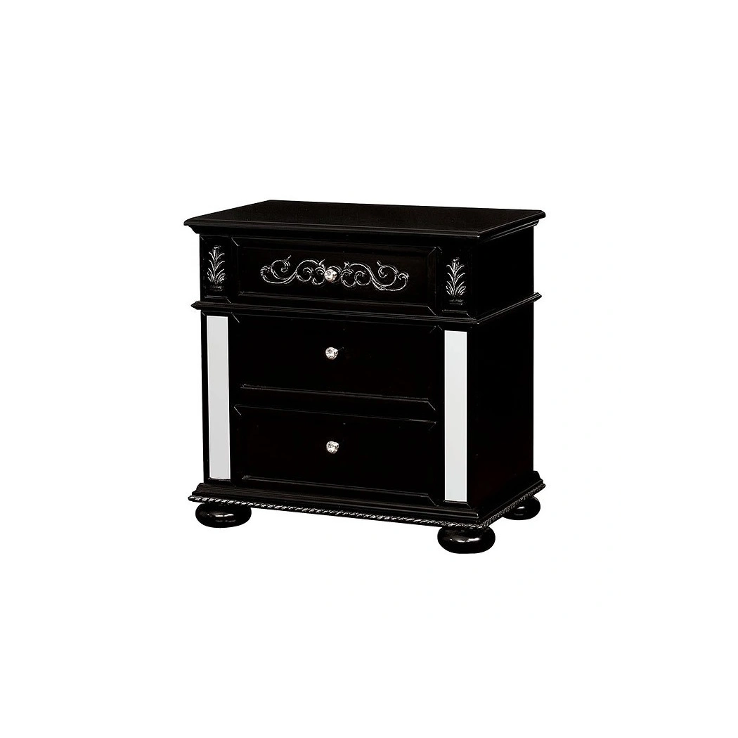 Azha Wood/Mirror Nightstand w/3 Drawers by Furniture of America