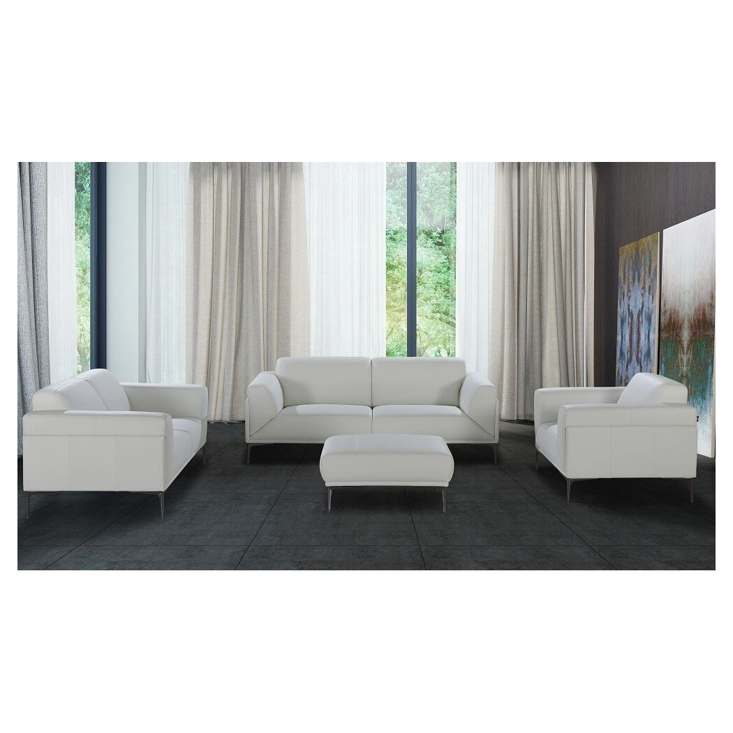 Davos Leather Living Room Set, White by J&M Furniture