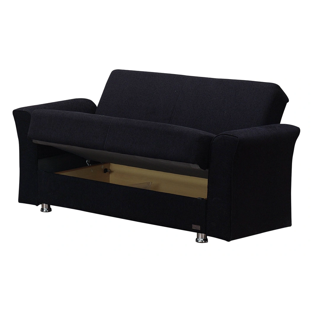 Utah Fabric Storage Living Room Set, Black by Empire Furniture USA