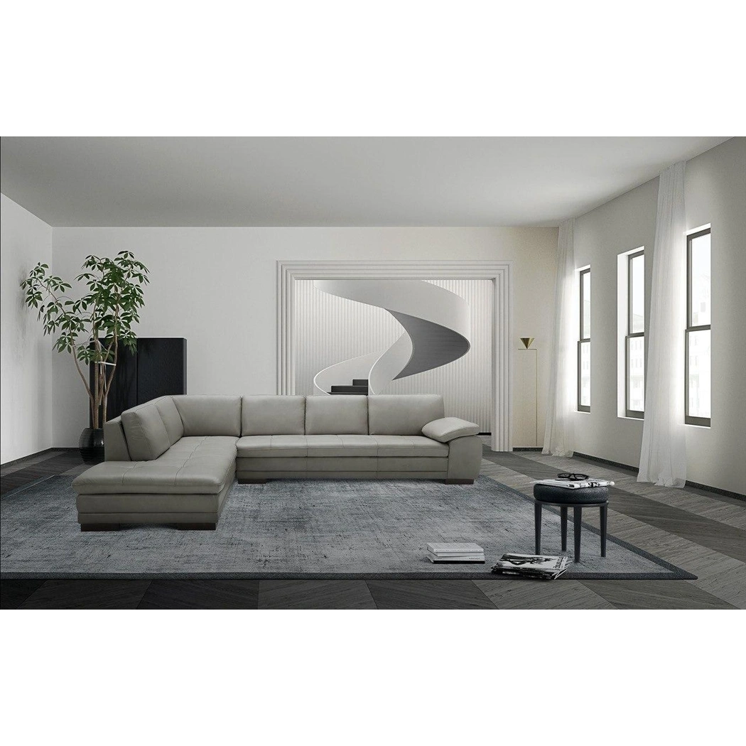 625 Italian Leather Left Hand Facing Sectional, Grey by J&M Furniture