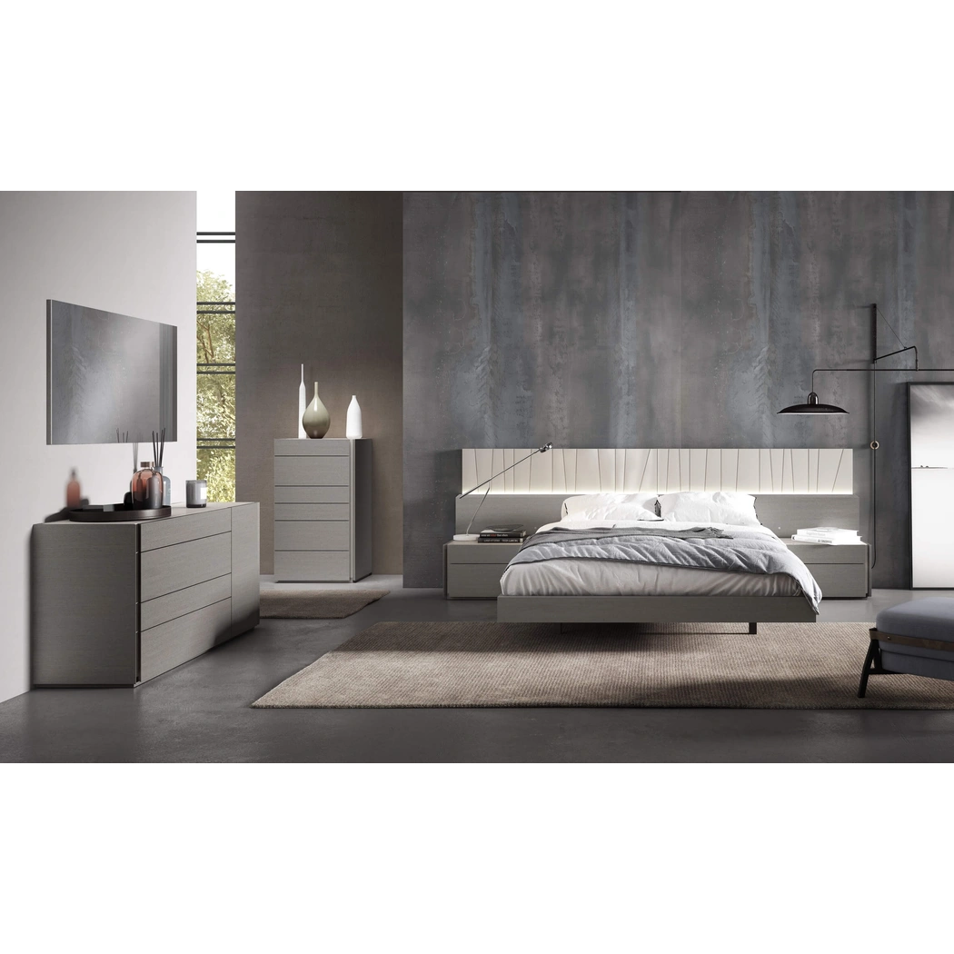 Porto Premium LED Platform Bedroom Set, Light Grey by J&M Furniture