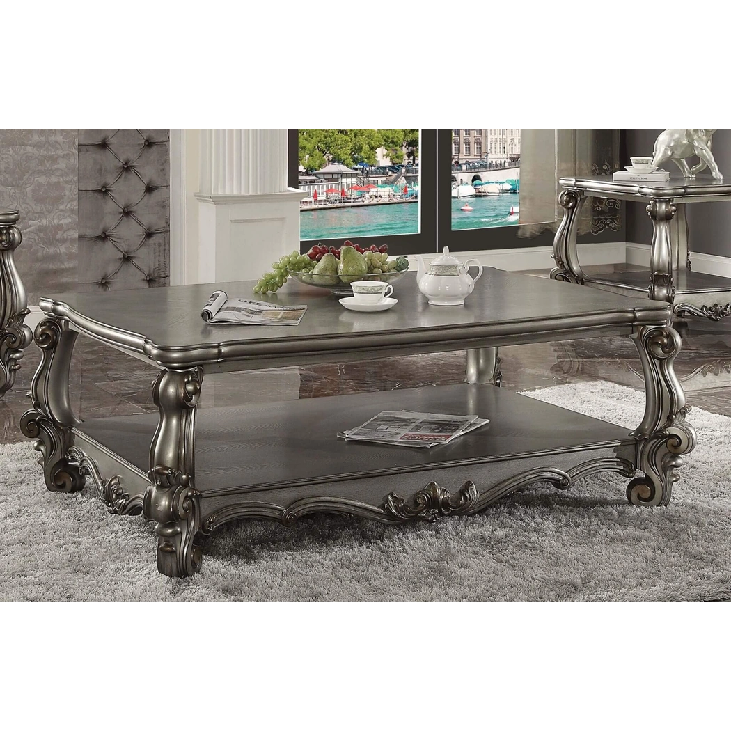 Versailles Coffee Table, Antique Platinum by ACME