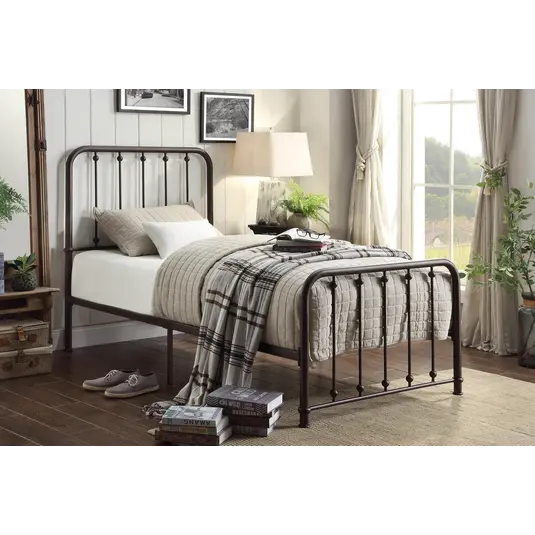 Larkspur Platform Bed, Twin Size, Dark Bronze by Homelegance