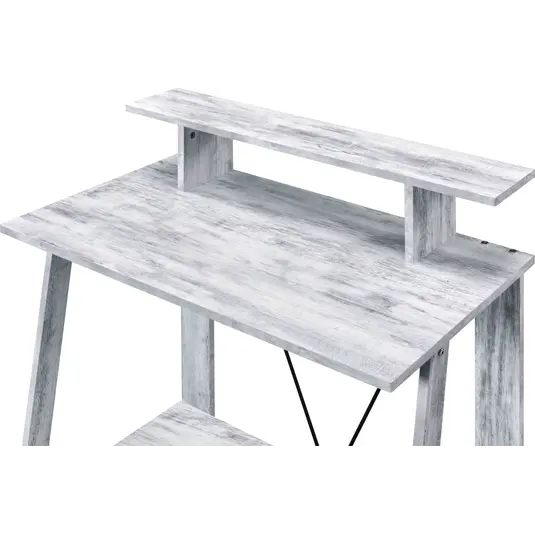 Nypho Wood Veneer/Metal Writing Desk, Antique White/Black by ACME