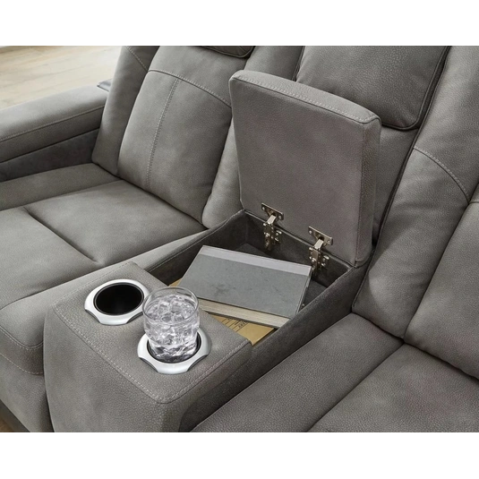 NextGen Durapella Polyester/PU Dual Power Reclining Loveseat w/Console