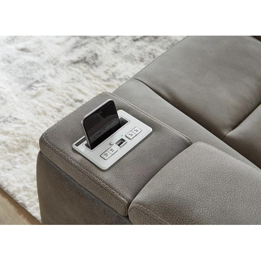 NextGen Durapella Polyester/PU Dual Power Reclining Loveseat w/Console