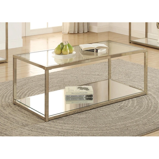 Buy Cora Glass Coffee Table with Mirror Shelf by