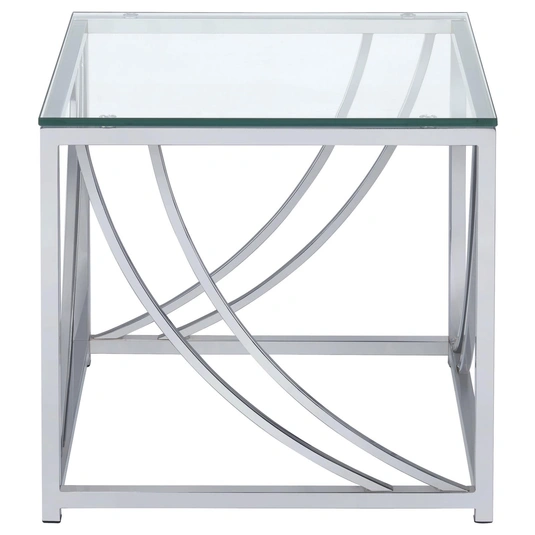 Buy Lille Glass Top Square End Table with Chrome Base by