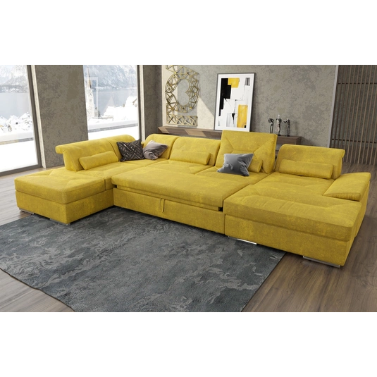 AlpineX Fabric UShaped Sectional Sofa with Sleeper & Storage, Right