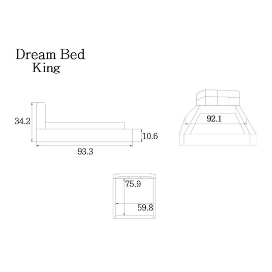 Dream Modern Leather King Size Platform Bed, White by J&M Furniture