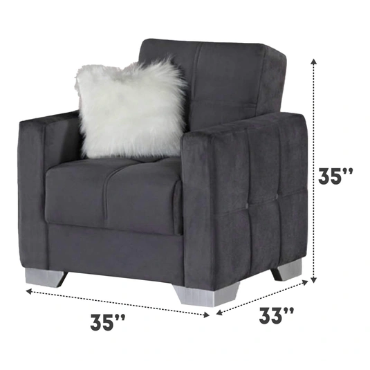 Ottawa Fabric Storage Sleeper Living Room Set, Grey by Empire Furniture USA